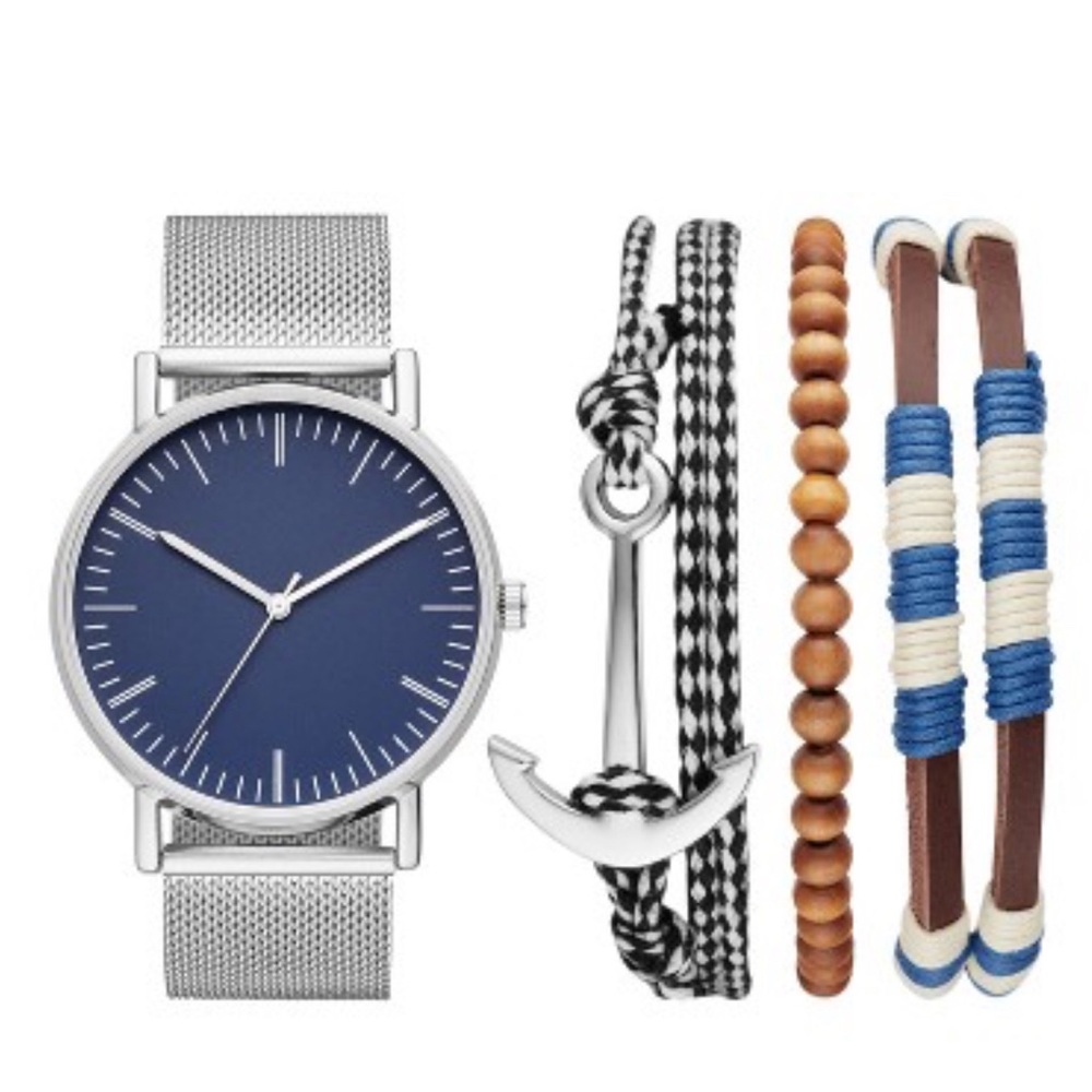Men’s Nautical Mesh Strap Watch Set